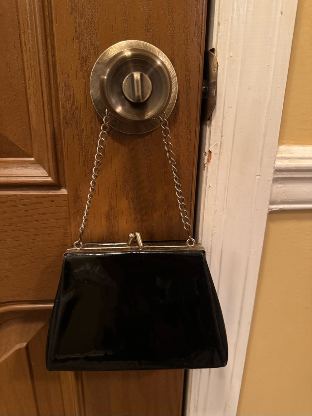 Vintage Little Girls Patent Leather Purse, Black